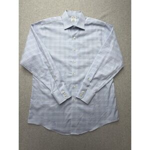 Brooks Brothers Dress Shirt Mens 16 34/35 Blue Check Regent Non Iron Supima